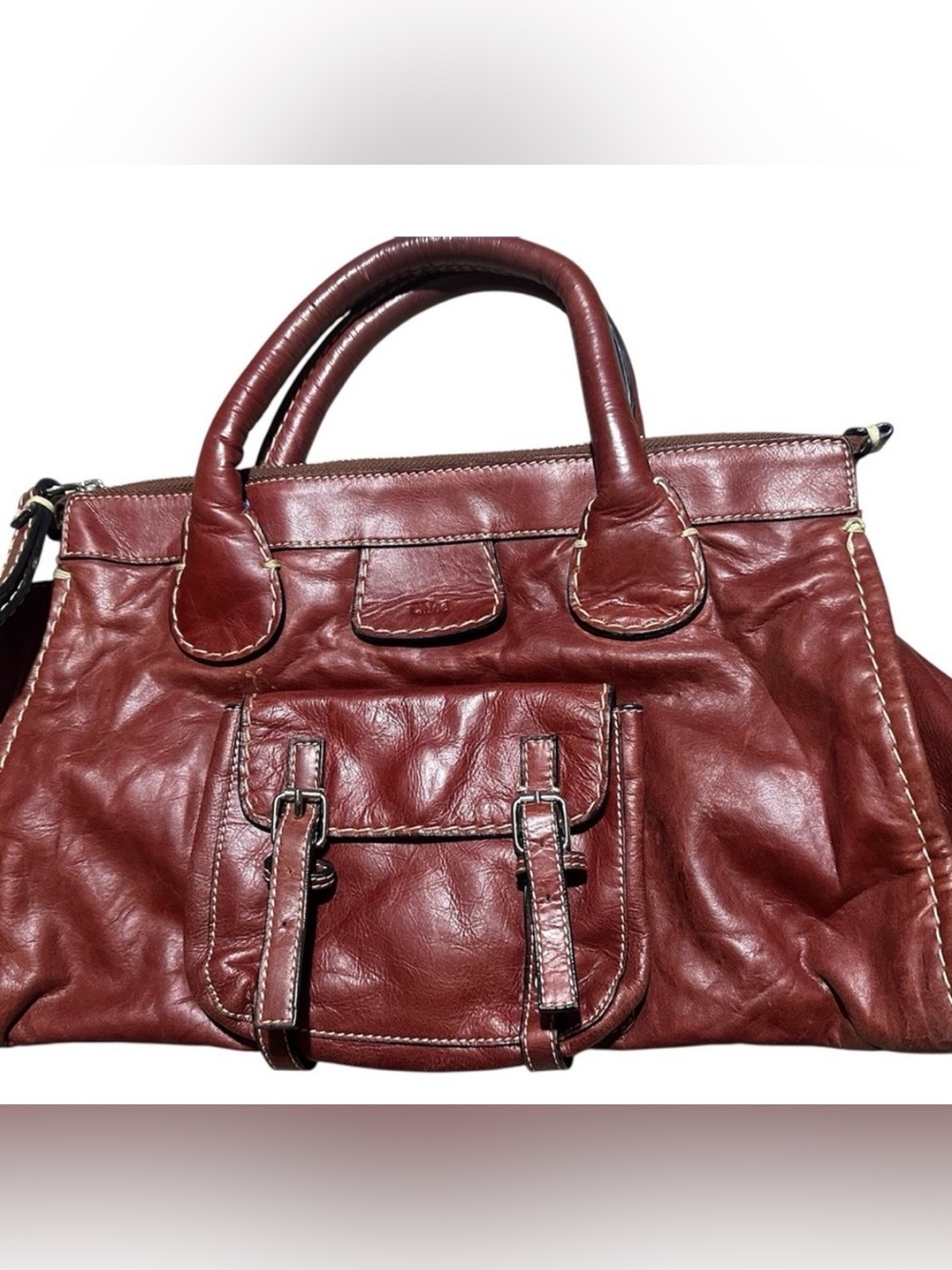 Vintage Chloe red leather Edith satchel bag